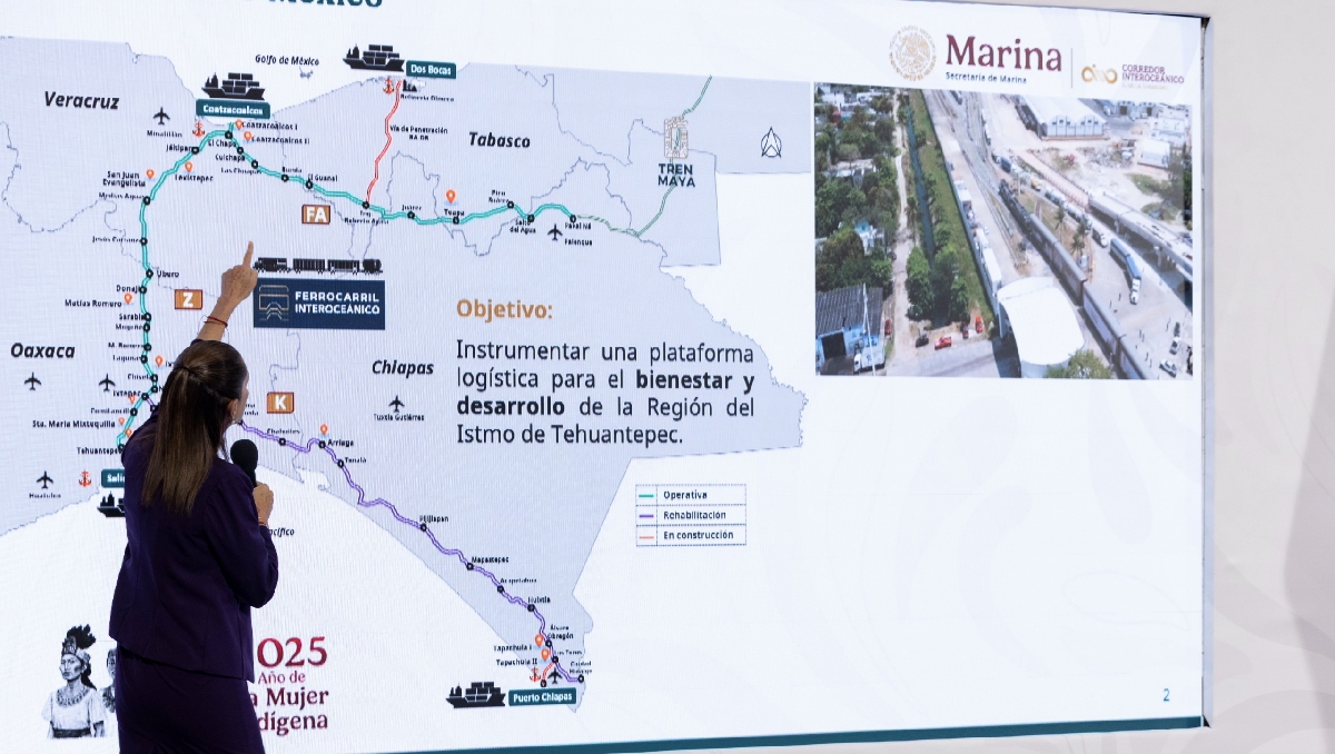 La mandataria presentó los avances en el proyecto del Tren Interoceánico.  | Cortesía