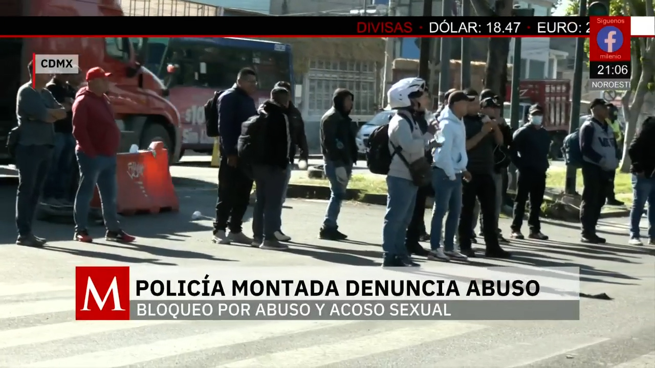 Policía Montada de Iztapalapa bloquea avenida por acoso laboral y pagos pendientes