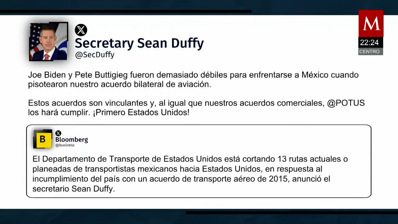 Secretario de Transporte de EU defiende cancelación de rutas y acusa a México de pisotear acuerdo