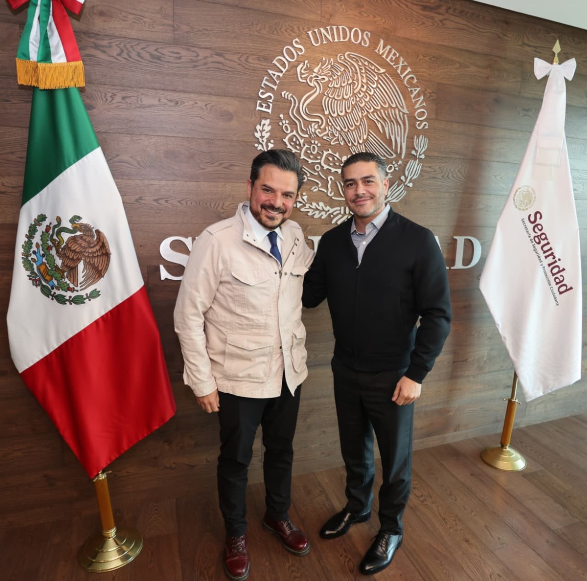 Zoé Robledo, titular del IMSS, se reúne con Omar García Harfuch, secretario de Seguridad. | Especial