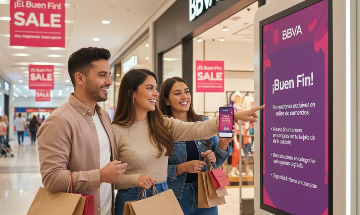 BBVA recuerda que además, las compras mayores a 250 pesos participan en el Sorteo SAT para ganar premios en efectivo. Foto: Imagen generada con AI
