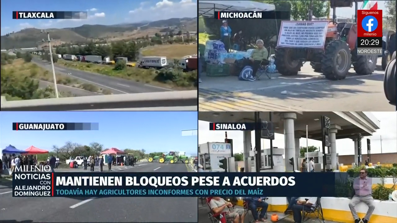 Campesinos exigen mejor precio del maíz y bloquean carreteras