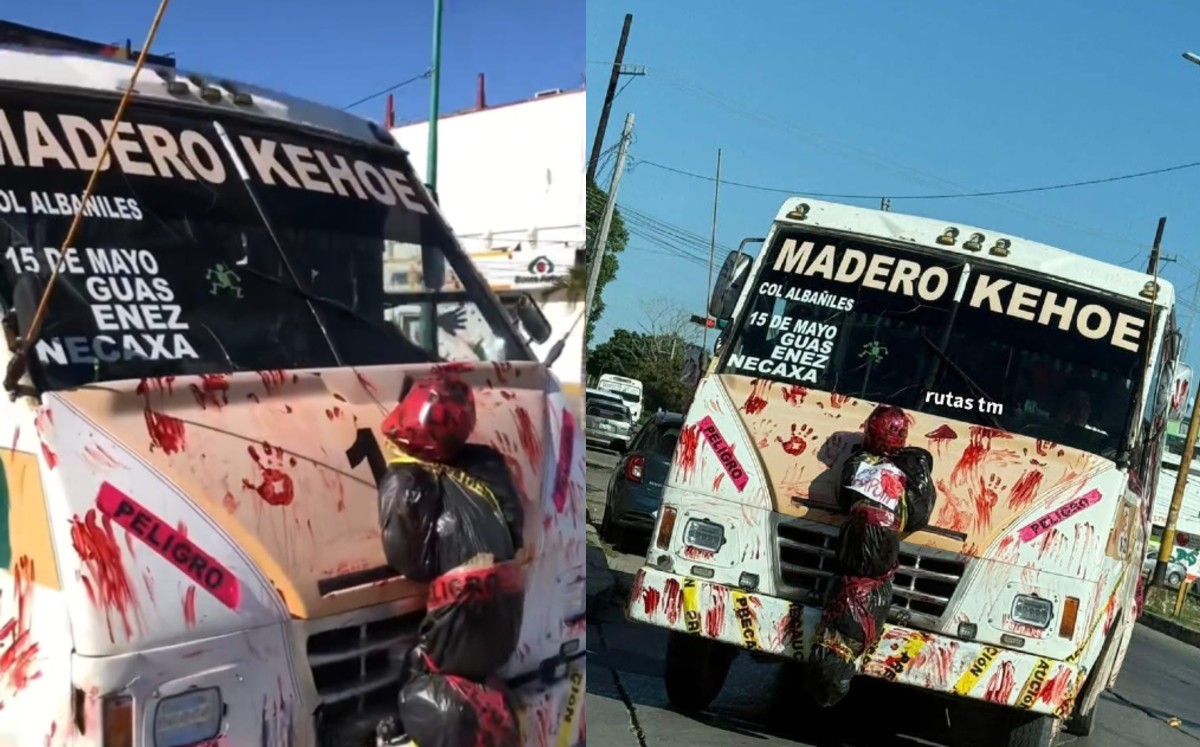 Causando miedo y asombro este conductor transita por su ruta en Madero. |