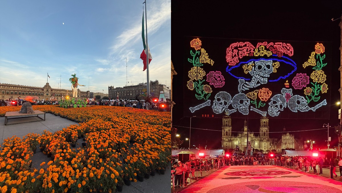 Así se encendió la Catrina gigante en el Zócalo  | ESPECIAL