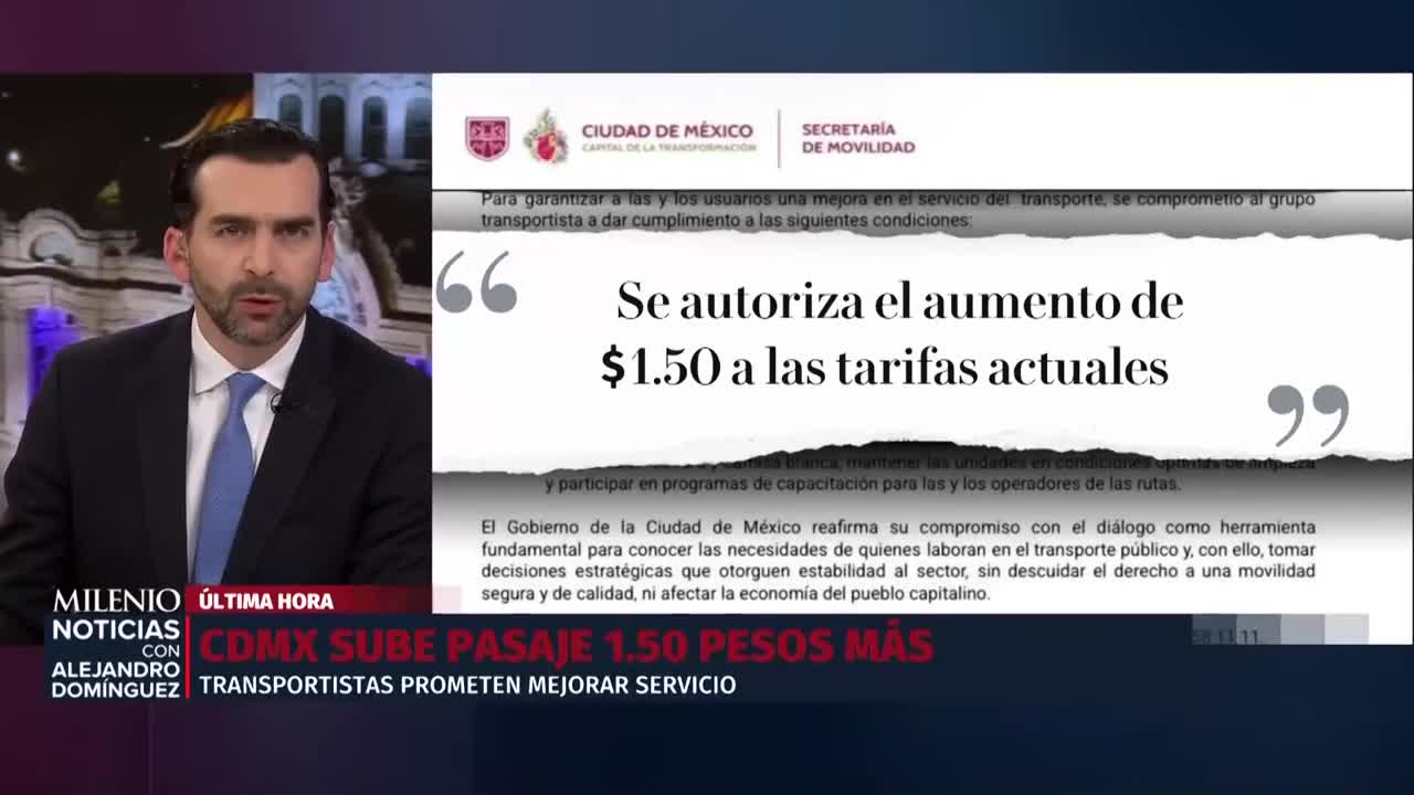 Aumento de $1.50 pesos al transporte público en CdMx | Alejandro Domínguez, 31 de octubre de 2025