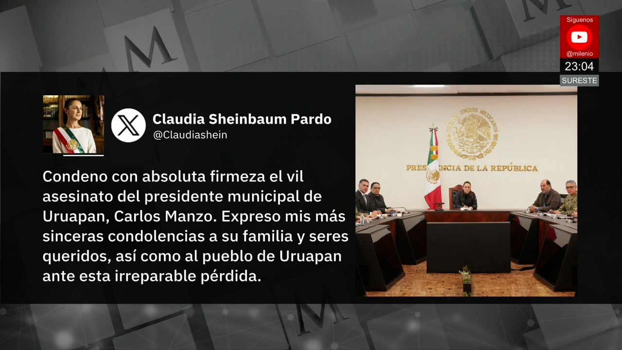 Claudia Sheinbaum condena el asesinato del alcalde de Uruapan, Carlos Manzo