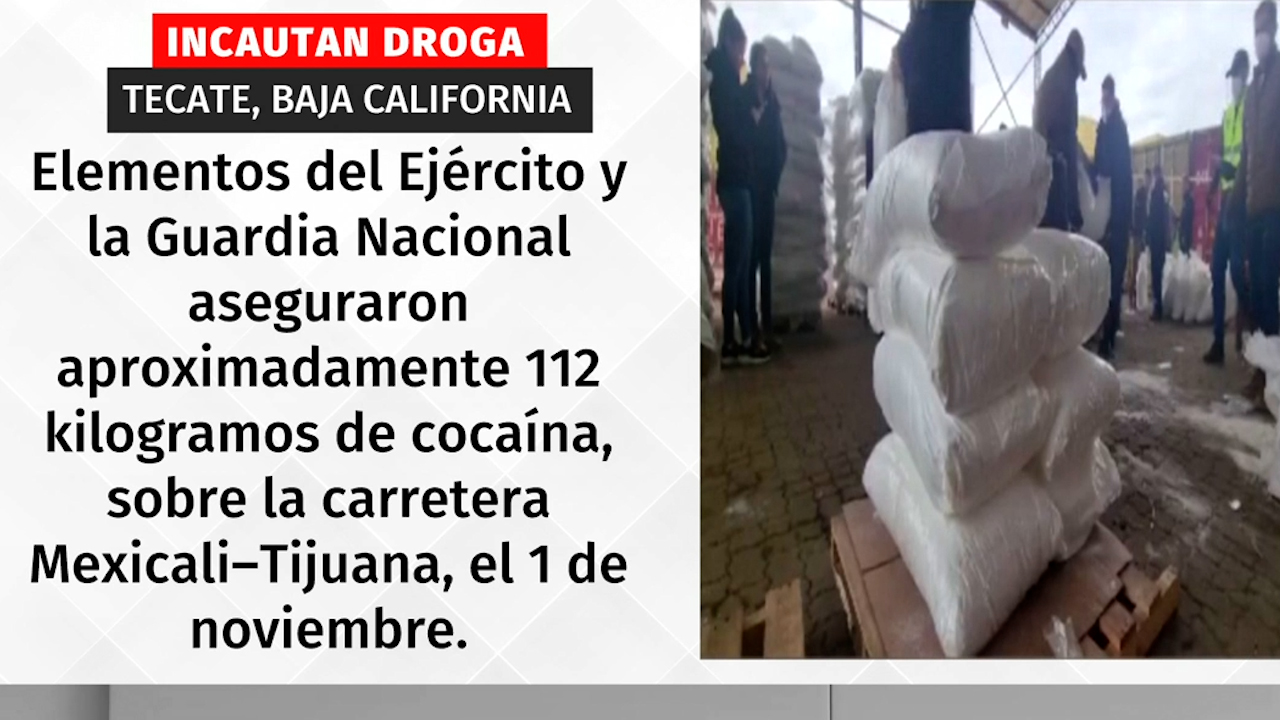 tecate Ejército y Guardia Nacional incautan 112 kg de cocaína en Tecate, Baja California