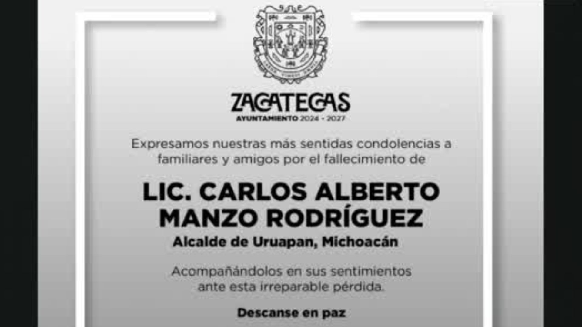 En Zacatecas, Miguel Varela da sus condolencias por la muerte de Carlos Manzo