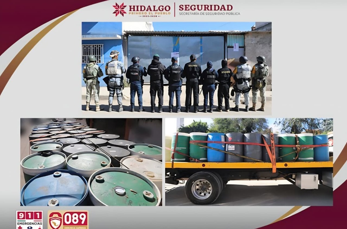 Fueron asegurados 41 tambos con sustancias utilizadas para elaboración de drogas. (Cortesía)