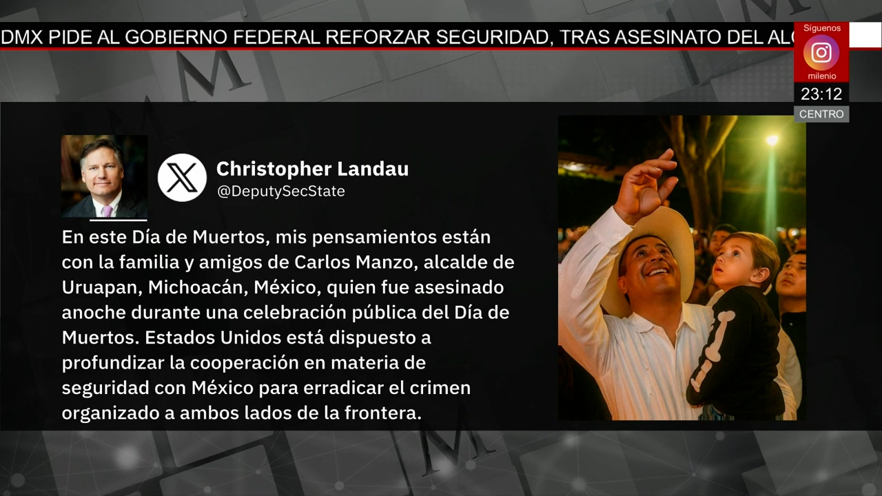 EU ofrece apoyo a México para combatir al crimen organizado tras muerte de Carlos Manzo
