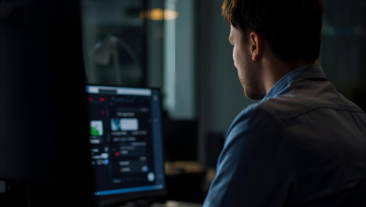 Imagen de referencia hecha con IA de un hombre revisando una conversación en su computadora. | MILENIO