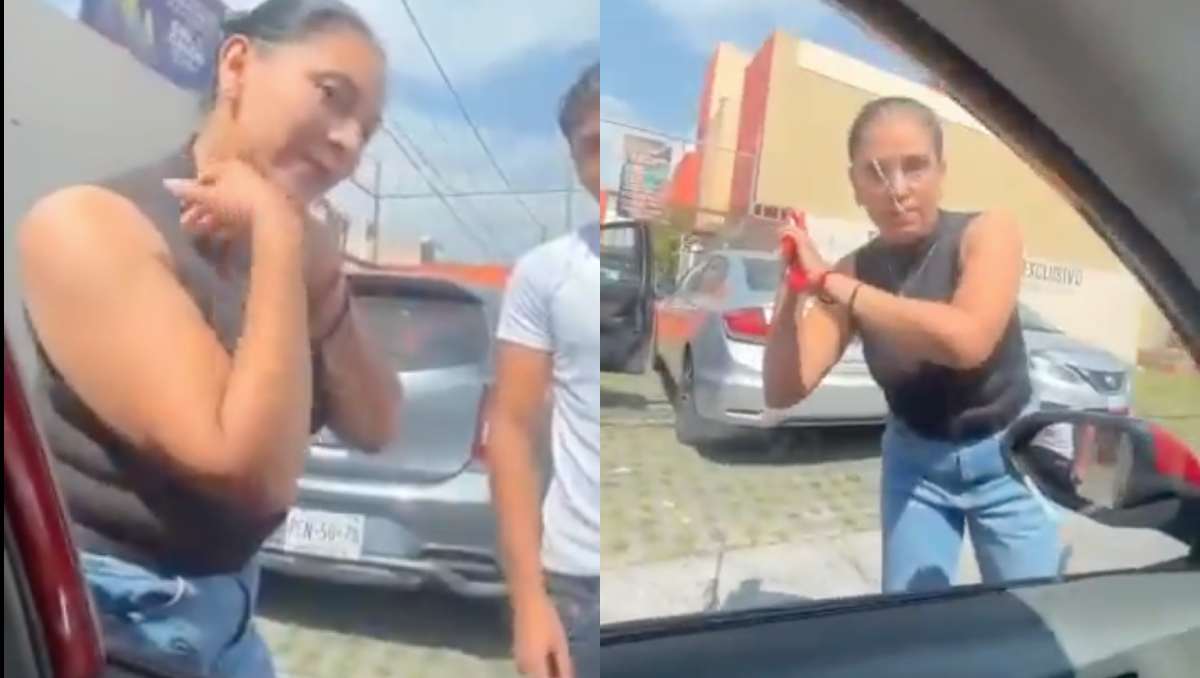 La mujer amenazó con la llave a la conductora para que se moviera. Foto: (Especial)