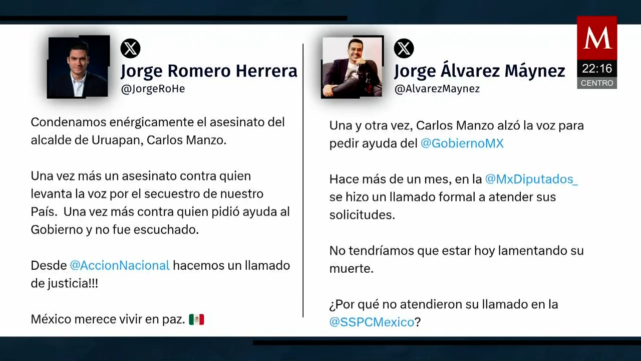 PAN y MC acusan al Gobierno por no atender a Carlos Manzo antes de su asesinato