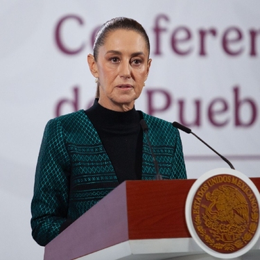 La Presidenta en su conferencia de prensa desde Palacio Nacional el 4 de noviembre.
