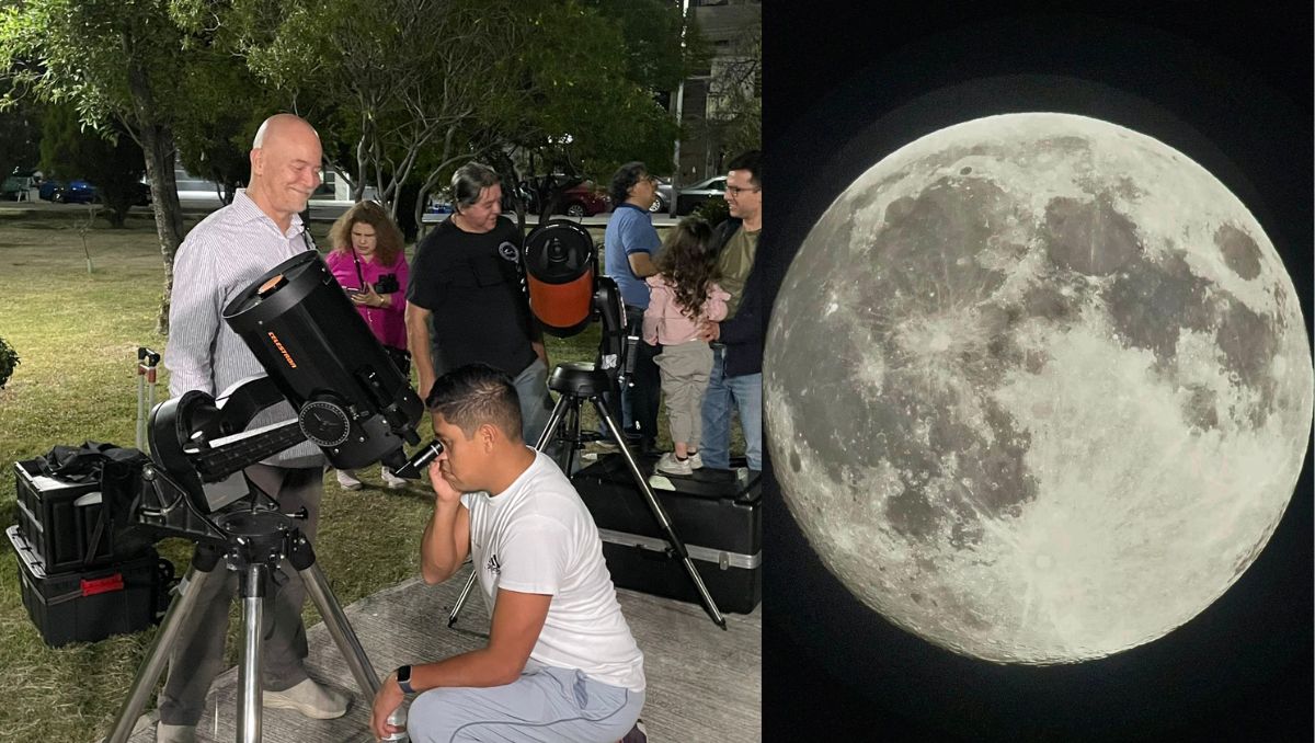 Con telescopios y equipo, niños y adultos observaron la Luna en la plaza Lerma. | Especial