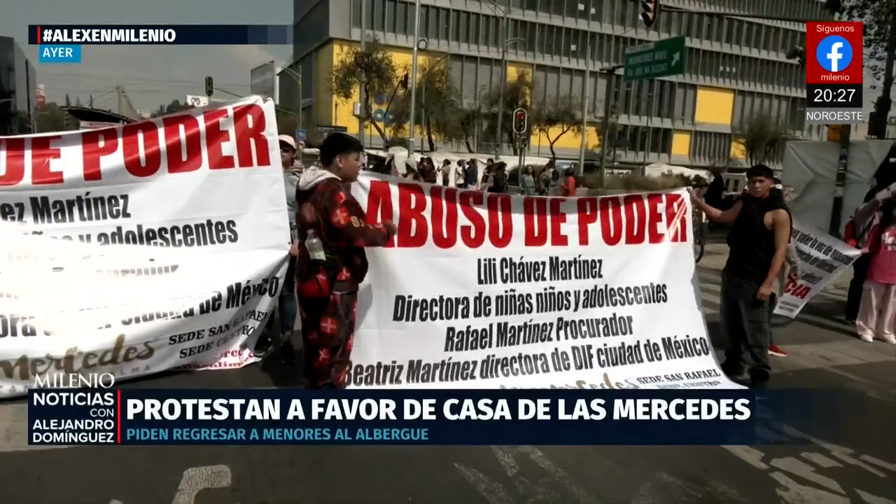 Trabajadores de la Casa de las Mercedes bloquean avenida para exigir regreso de menores