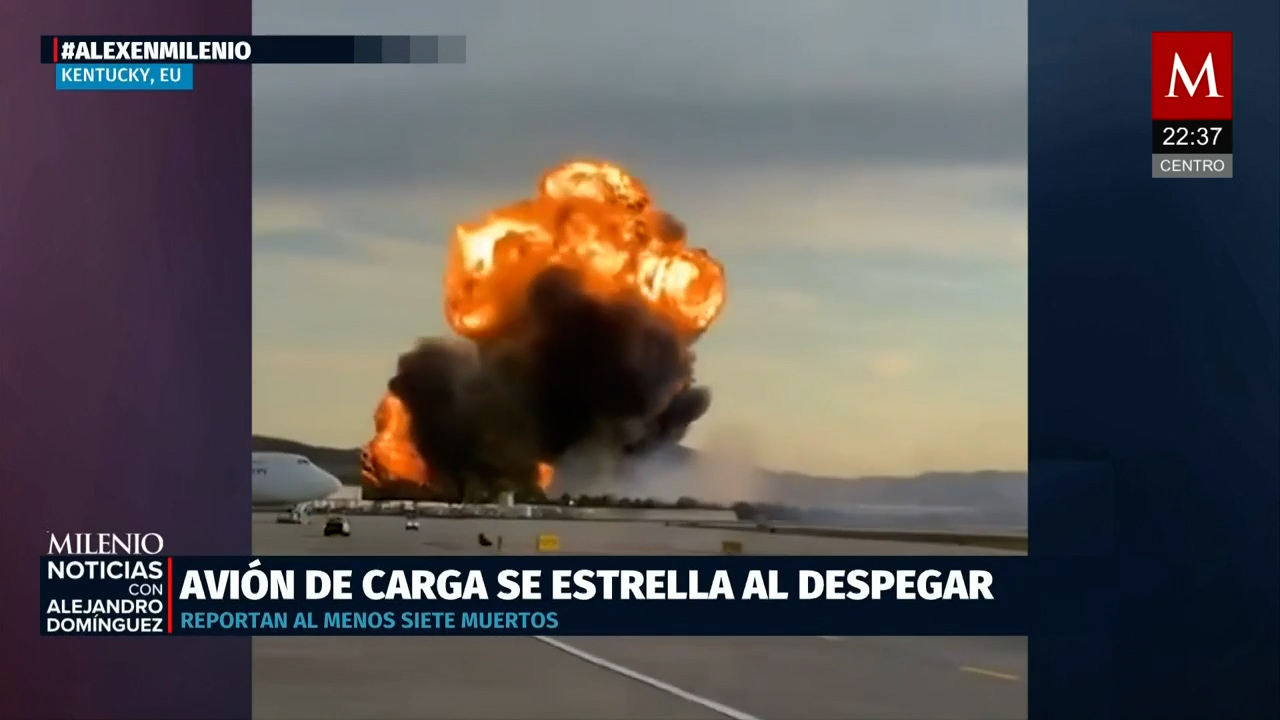 Avión de carga se estrella en Kentucky y deja siete muertos tras despegar con un ala en llamas