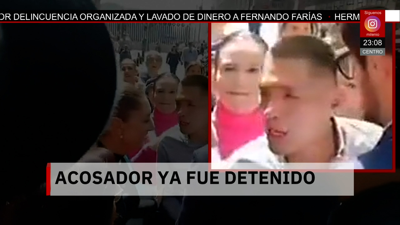 Detienen a Uriel Rivera por acoso a Claudia Sheinbaum durante recorrido en el Centro Histórico