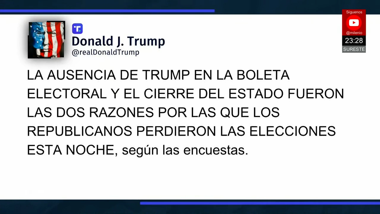 Donald Trump atribuye derrota republicana al cierre del gobierno y a su ausencia en la boleta