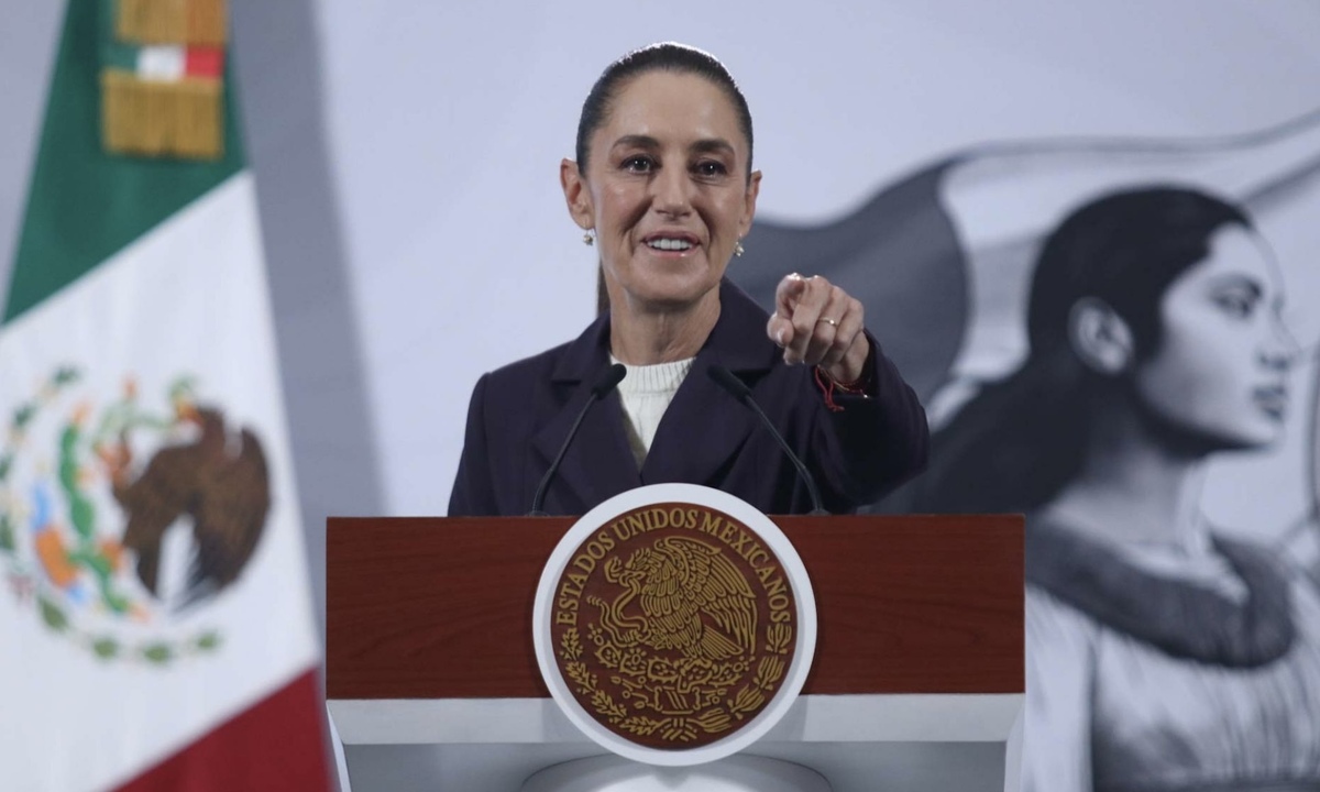 La mandataria en su conferencia de prensa en el Salón de Tesorería en Palacio Nacional. (Cuartoscuro)