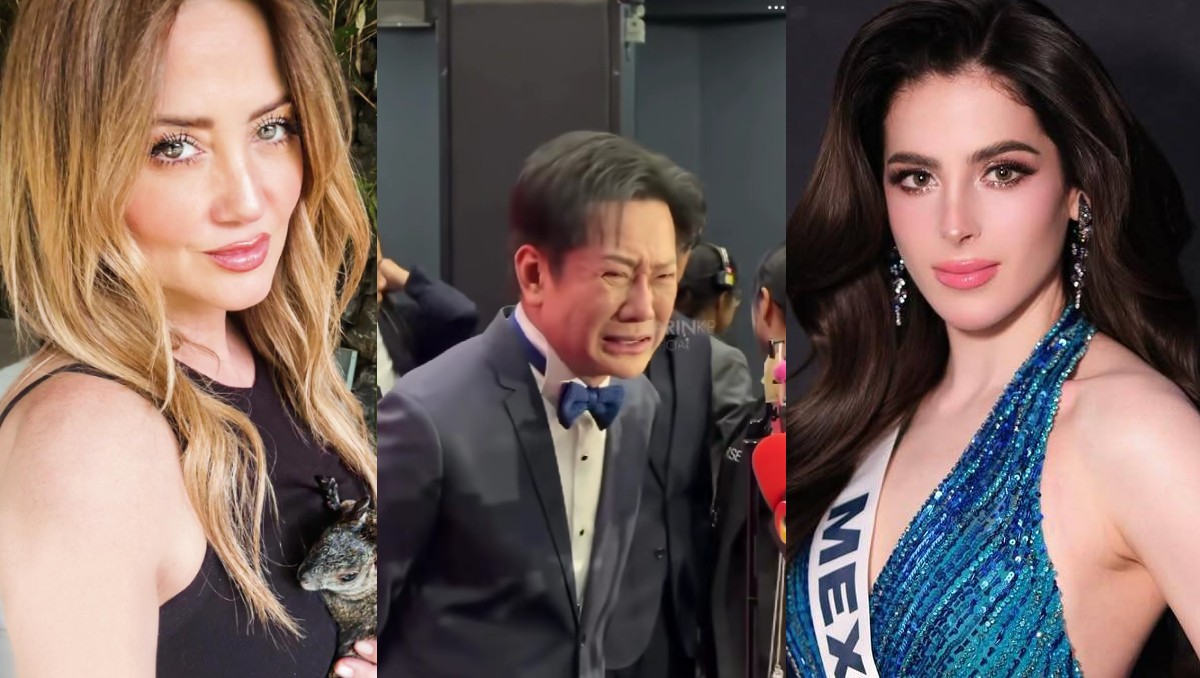 Andrea Legarreta reacciona al altercado entre Fátima Bosch y Nawat Itsaragrisil en Miss Universo. | FOTO: Archivo y Andrea Legarreta