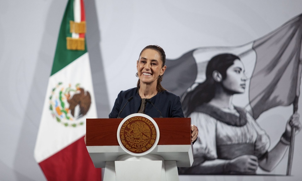 La Presidenta desde Palacio Nacional para su conferencia de prensa matutina el 6 de noviembre. (Cuartoscuro)