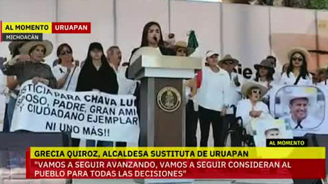 Primeras declaraciones de Grecia Quiroz como alcaldesa sustituta de Uruapan
