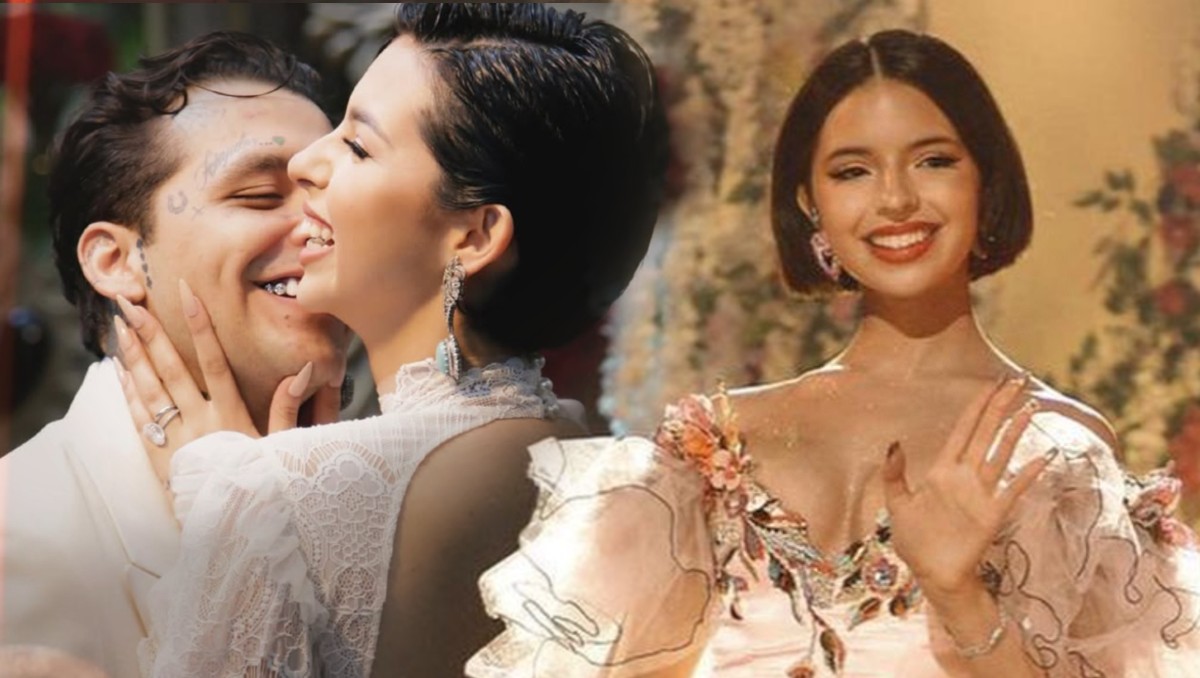 Ángela Aguilar y Christian Nodal el día de su boda. | Diseño MILENIO