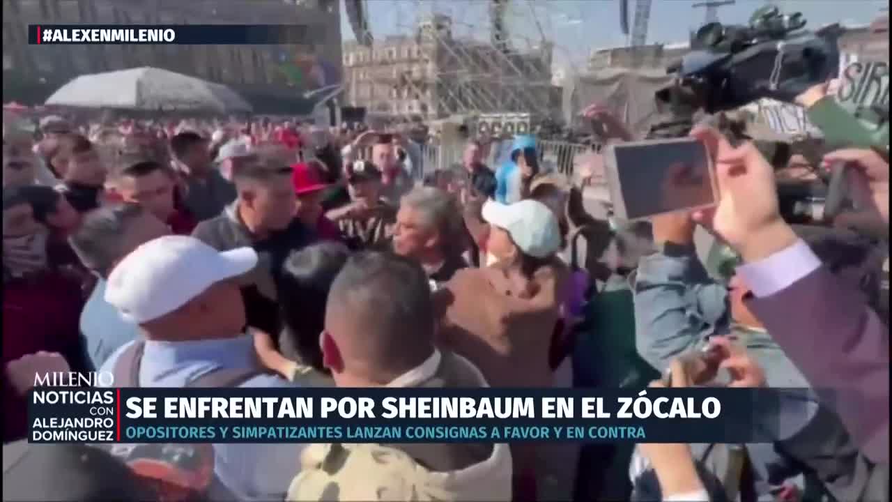 Opositores y seguidores de Sheinbaum pelean en Palacio | Alejandro Domínguez, 7 de noviembre de 2025