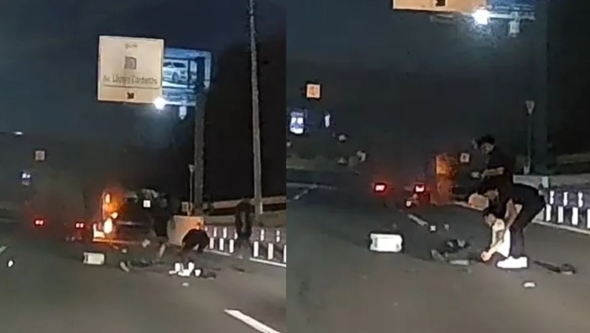 Los conductores de otros autos detuvieron su marcha y auxiliaron a los tripulantes del camión | Especial