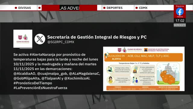 Activan alertas por las bajas temperaturas en CDMX | Jaime Núñez, 10 de noviembre de 2025
