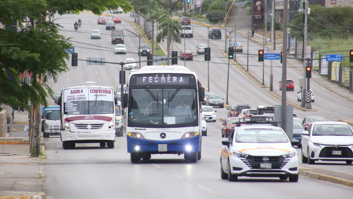 Rutas de transporte público en la Avenida Hidalgo de Tampico. (Yazmín Sánchez)