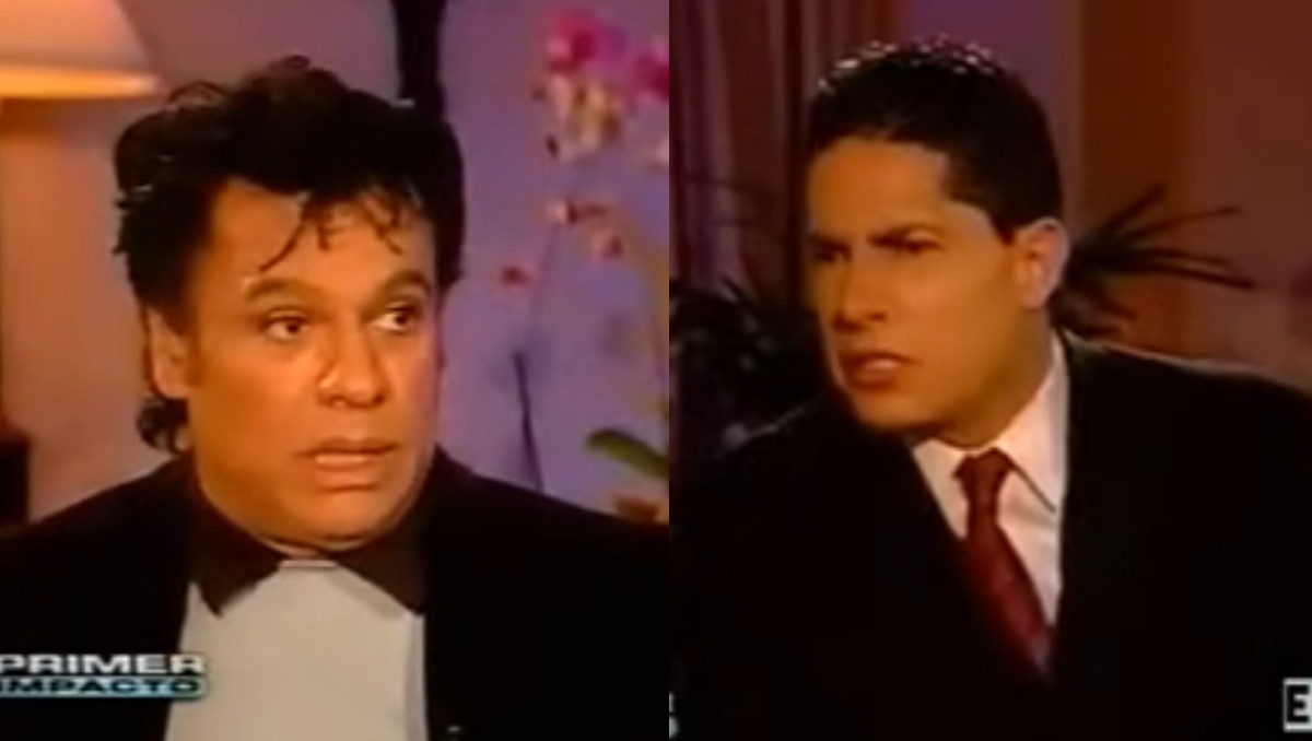 Juan Gabriel mientras era entrevistado por Fernando del Rincón. FOTO:  Primer Impacto