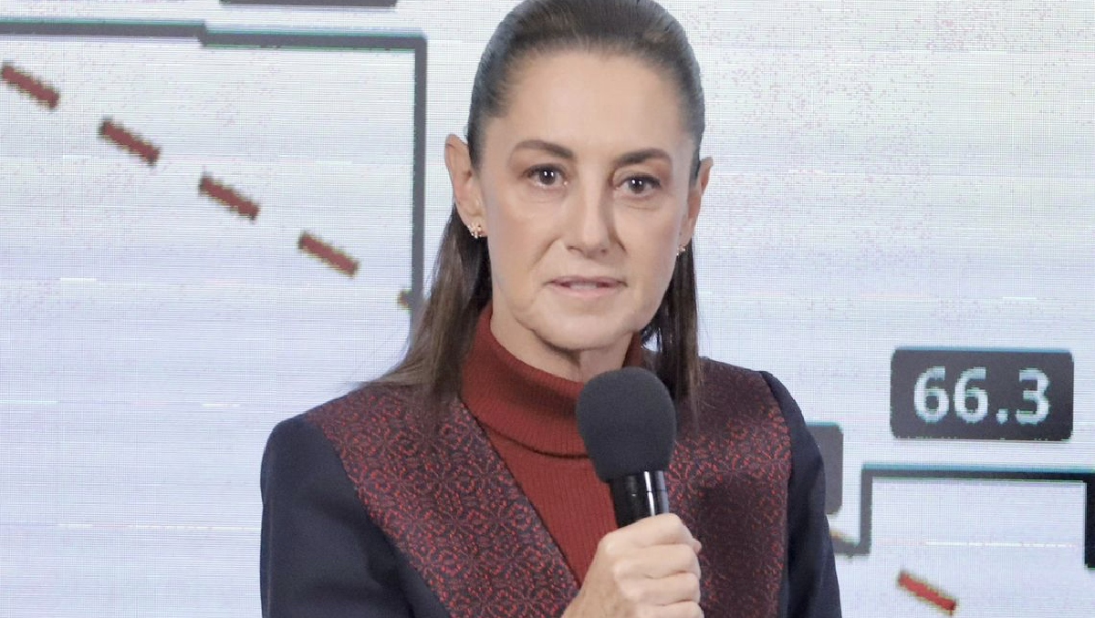 La presidenta Claudia Sheinbaum desde su conferencia mañanera de hoy en Palacio Nacional. | Ariel Ojeda