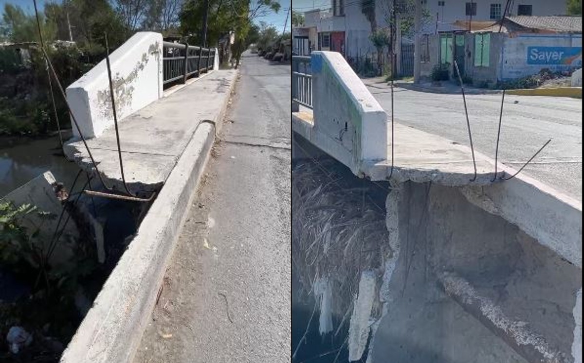 Puente apunto de colapsar en colonia de Reynosa. | Javier Hernández