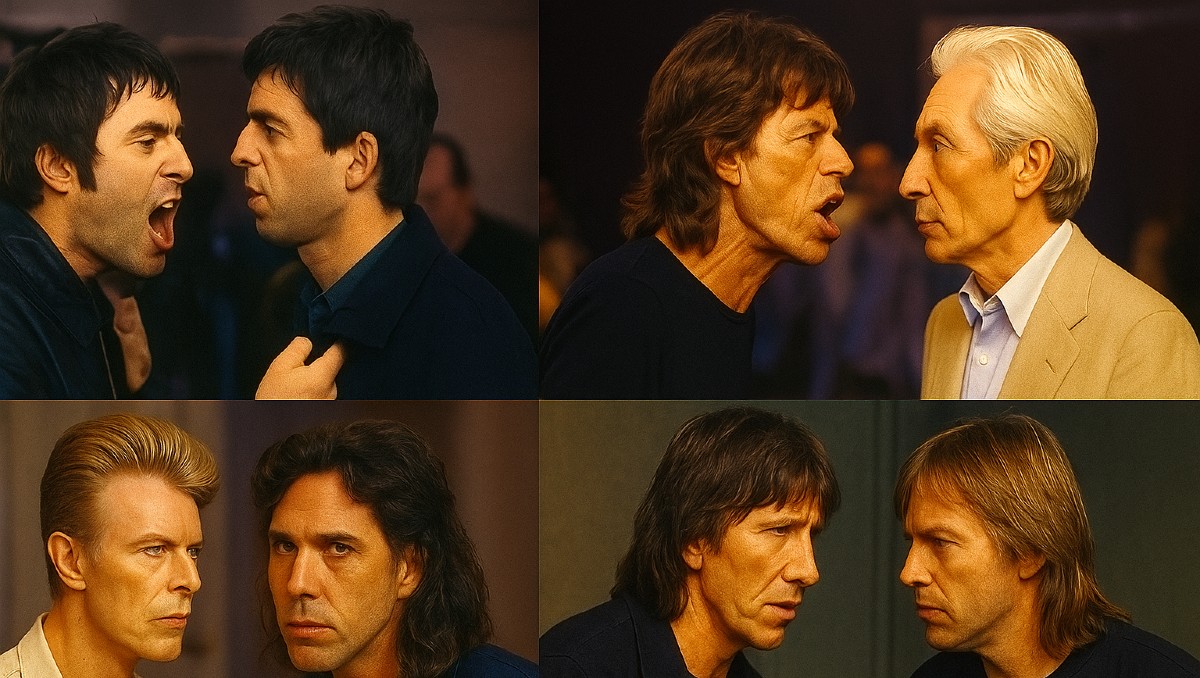 Egos, amenazas, peleas físicas y legales también forman parte de la historia del rock. Foto: IA