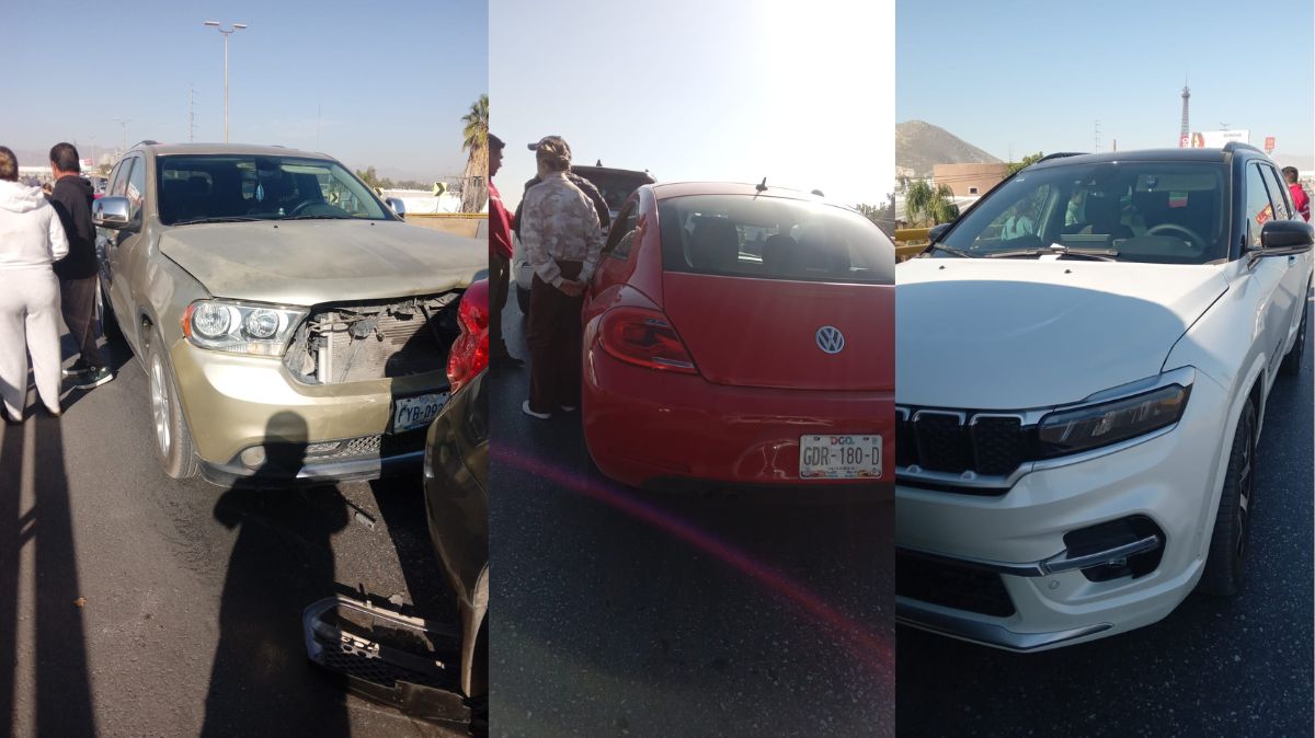 En Gómez Palacio, 2 choques provocan caos en puente Solidaridad.| Especial