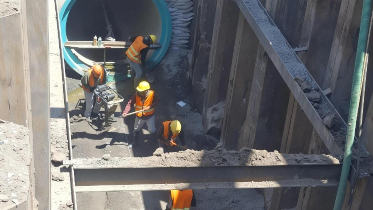 Vista aérea de obras en el colector Chalco, una de las acciones estratégicas del Plan Integral hídrico. | Especial