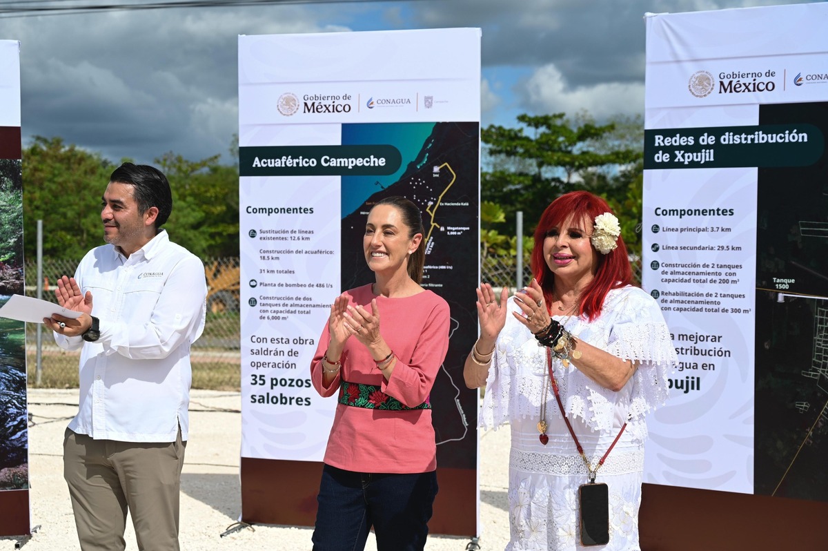 Claudia Sheinbaum inauguró las obras del Acueducto Campeche junto a Layda Sansores. | Presidencia