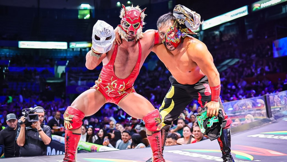 Pólvora y El Coyote lanzaron el desafío a Oro Jr. y Diamond para un duelo de máscara vs máscara en la Arena México (Instagram @cmll_mx)