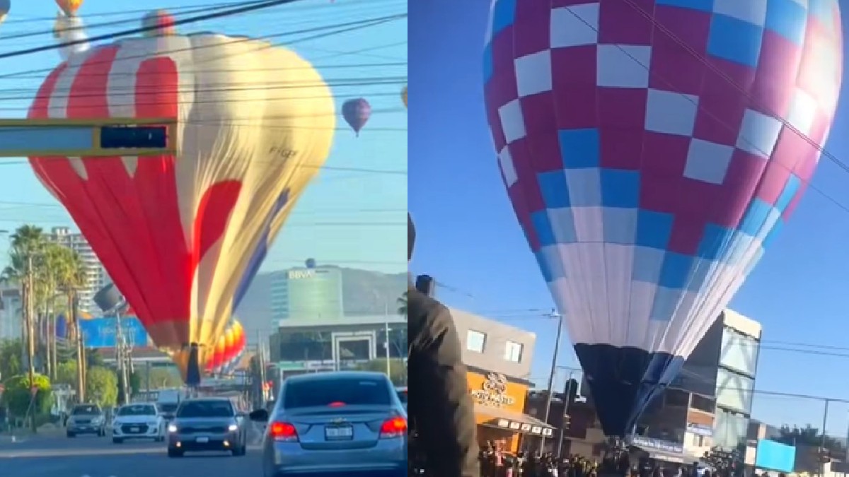 Dos globos aerostáticos aterrizaron de emergencia sobre dos de las vialidades más transitadas de la ciudad de León.  Foto: Especial