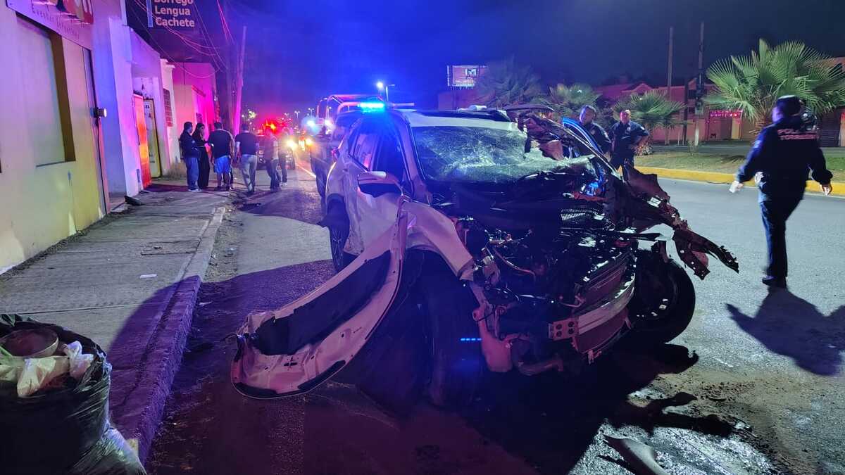 Chocó con árboles y una luminaria sobre el bulevar Constitución.| Especial