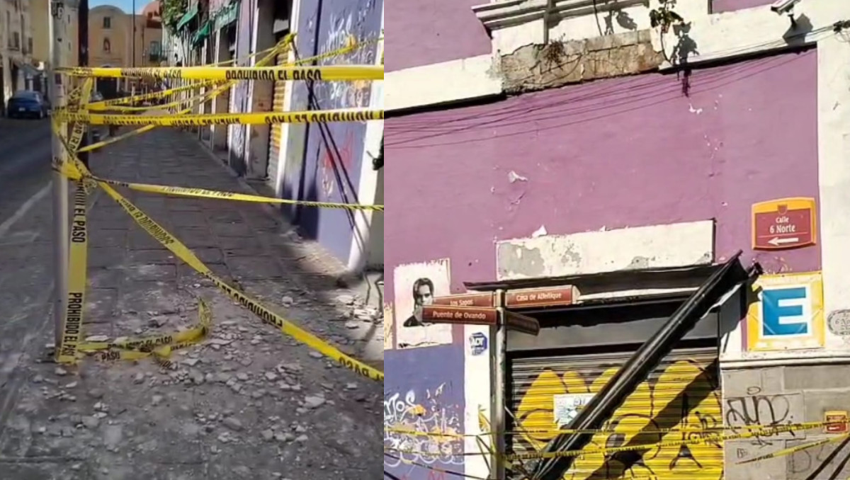 Se desprende parte de la fachada de una vivienda en el Centro Histórico | Angélica Tenahua