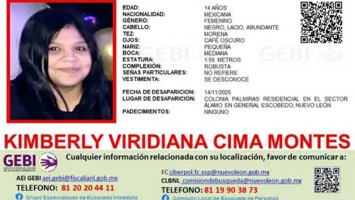 Kimberly Viridiana Cima Montes, de 14 años. Foto: Especial