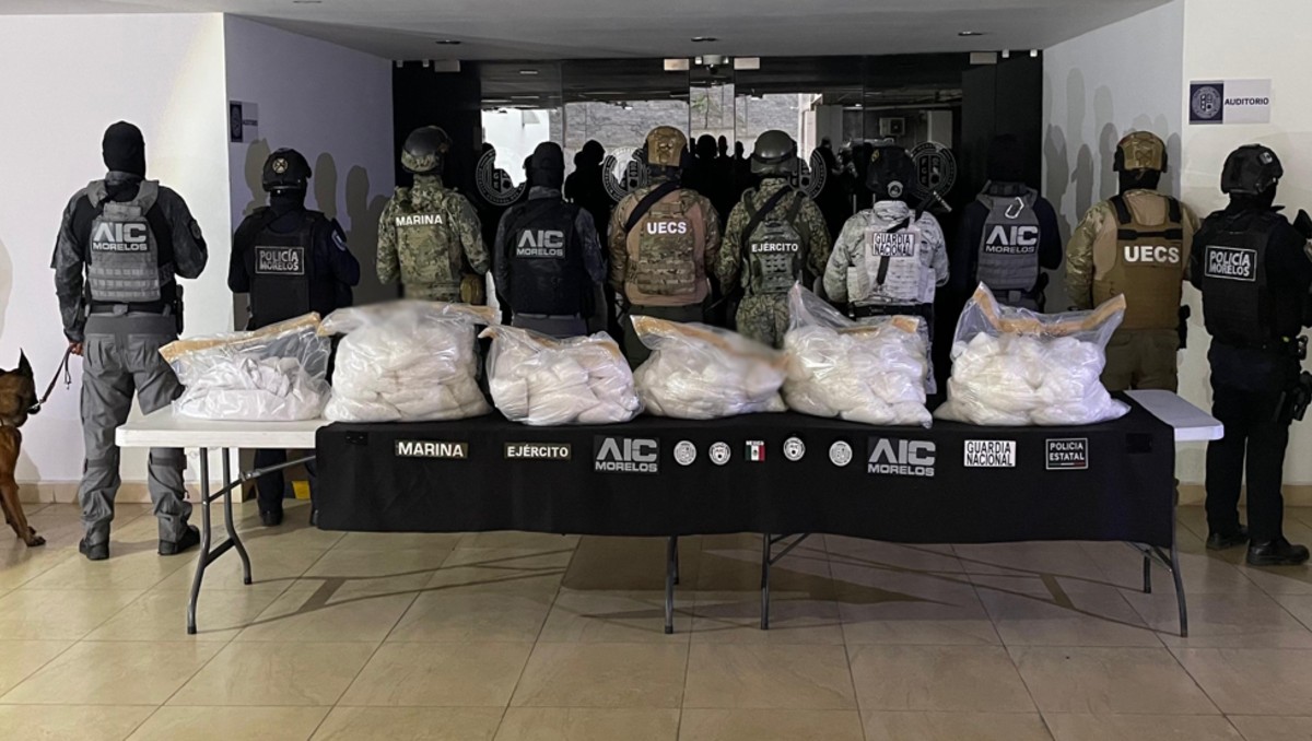 Autoridades encontraron 127 kilos de cristal tras un cateo en Morelos. | SSPC