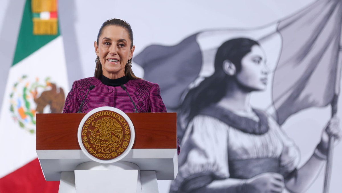 La presidenta Claudia Sheinbaum en su conferencia de prensa desde Palacio Nacional. | Araceli López