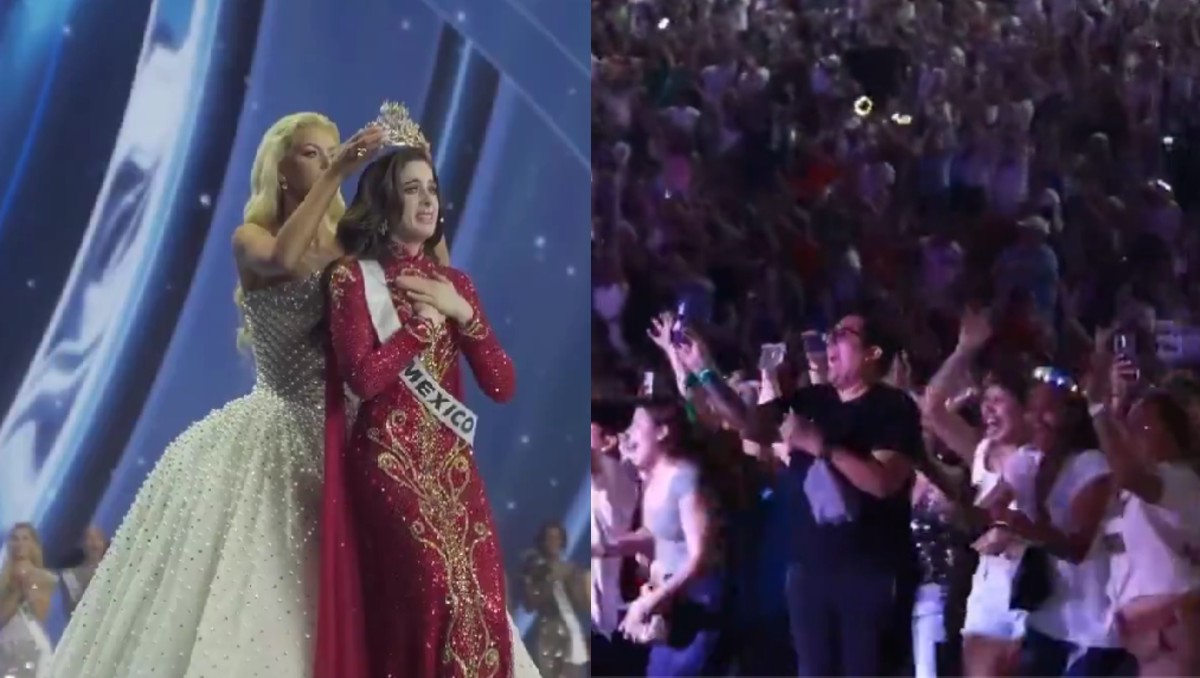 Así celebraron la coronación de Fátima Bosch en Miss Universo. | FOTO: TikTok: @ssssstiven y captura Miss Universo