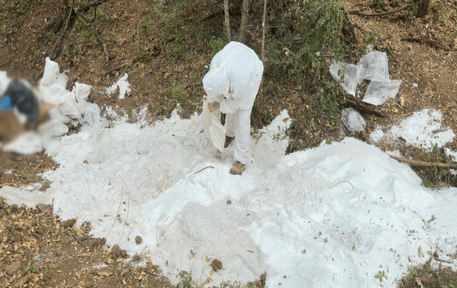 El ejército mexicano descubre nueva evidencia sobre metanfetaminas en su lucha antidrogas.