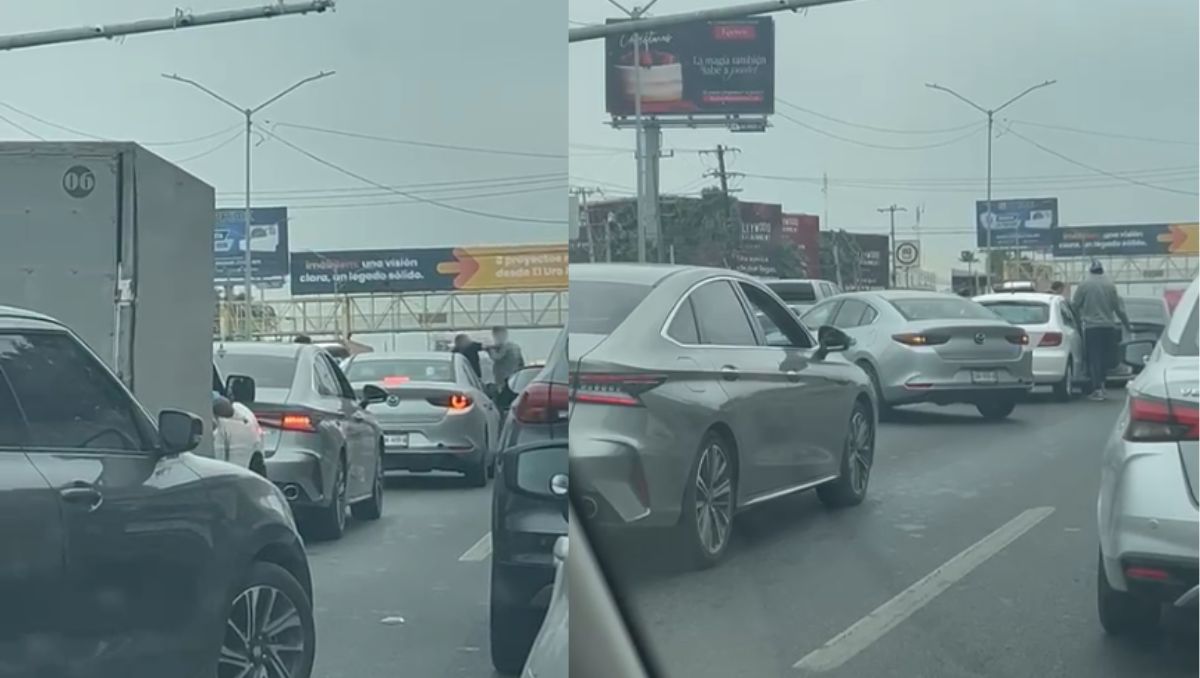 La pelea fue captada en video por otro automovilista que circulaba en la zona. | Especial