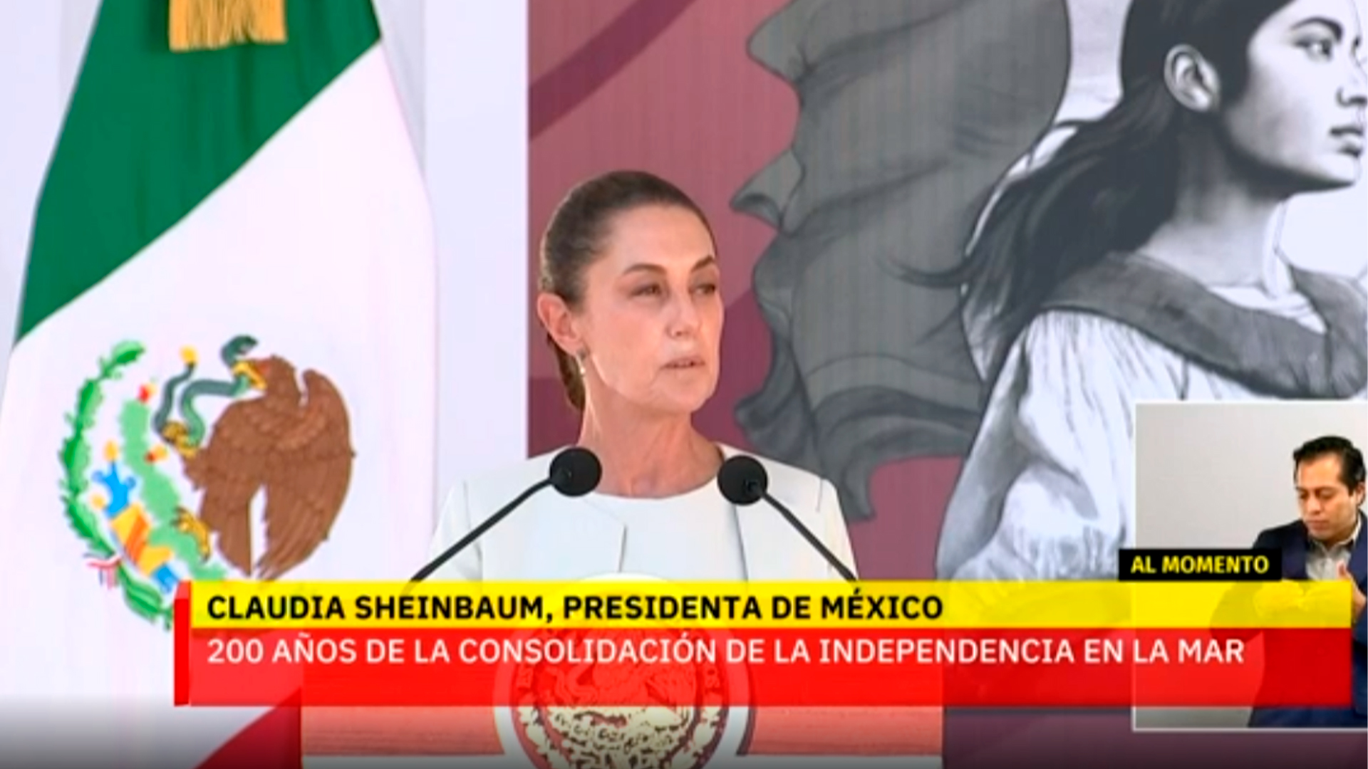 Sheinbaum encabeza en Veracruz ceremonia por 200 años de la Independencia en la Mar